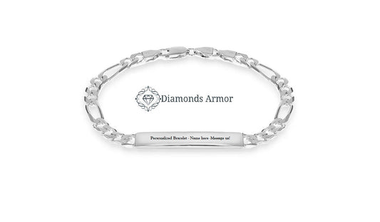 Personalized Engraved Sterling Silver Bracelet DiamondsArmor